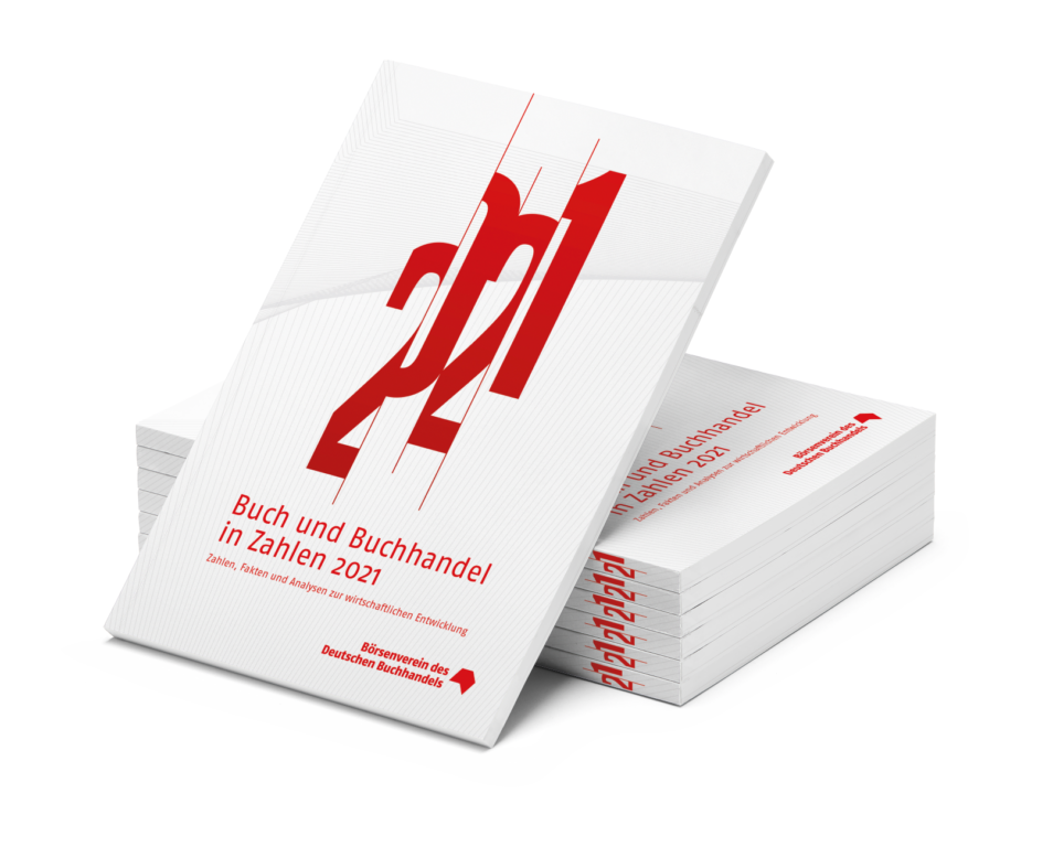 „Buch und Buchhandel in Zahlen 2021“, Börsenverein des Deutschen Buchhandels e.V., Frankfurt am Main 2021, 156 Seiten, Print 44,50 Euro (inkl. MwSt., zzgl. Versand), E-Book (PDF) 39,50 Euro (inkl. MwSt.), ISBN 978-3-7657-3332-1 (Print), ISBN 978-3-7657-3333-8 (PDF), MVB-Verlag, 2021. Foto: Börsenverein
