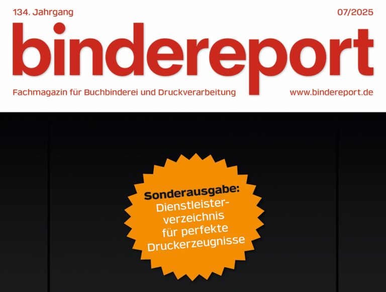 „print-bind 2025/26“ ist integriert in die bindereport-Ausgabe 7/2025. Grafik: RiGrafix