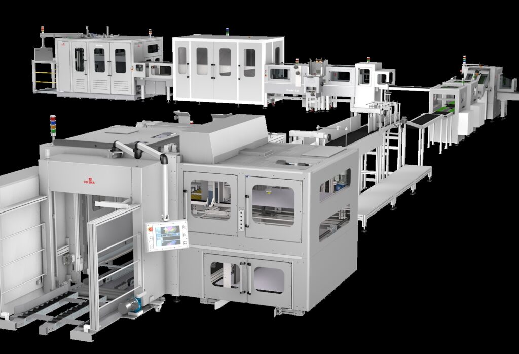 „Packaging Line“, bestehend aus vernetzten Maschinen, koordiniert von einem zentralen Steuerungs-PC als Brücke zwischen dem betrieblichen ERP/MIS und der SPS. Foto: Solema