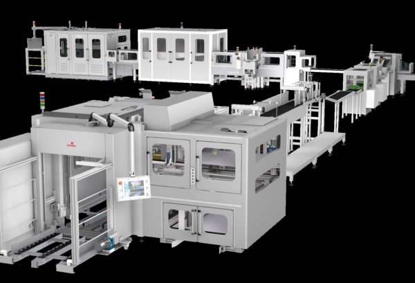 „Packaging Line“, bestehend aus vernetzten Maschinen, koordiniert von einem zentralen Steuerungs-PC als Brücke zwischen dem betrieblichen ERP/MIS und der SPS. Foto: Solema