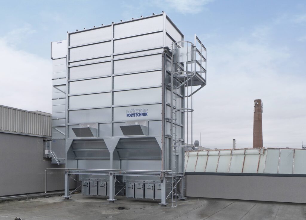 Installierte Papierverarbeitungsabfall-Absaug- und Filteranlage. Foto: Höcker Polytechnik